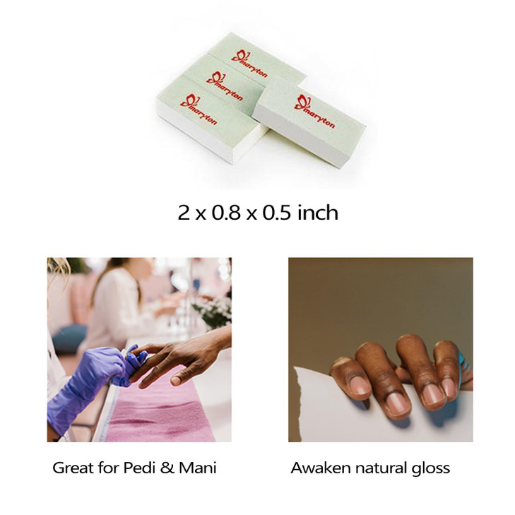 Maryton Mini Nail Buffer Blocks Disposable Nail Shine Buffers Kit Green Side for Buffing White Side for Shinning 36 Coun