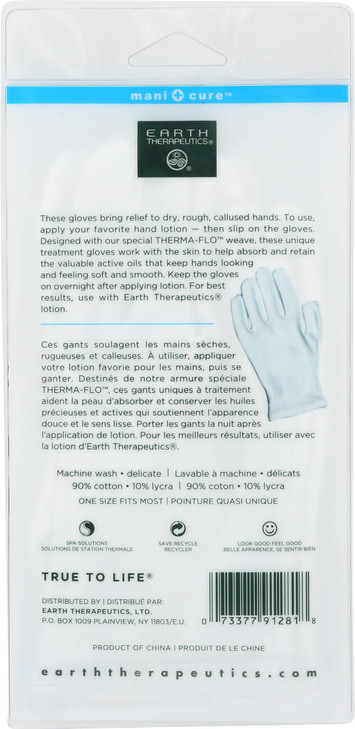 Earth Therapeutics Moisturizing Hand Gloves Solid Color White 1 Pair