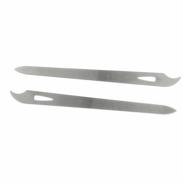 Yeshan Stainless Steel TripleCut Long Nail File with Nail Cleaner Tip55 InchPack of 2