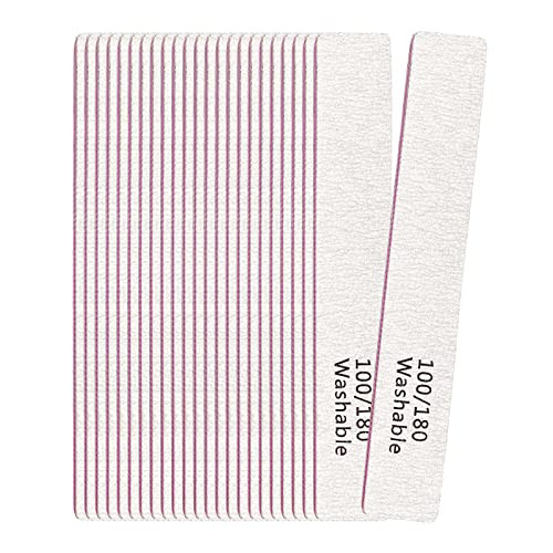 24 Pack Nail Files 100180 Grit Double Sides Professional Reusable Washable Nail File Emery Boards Manicure Tool for Acry