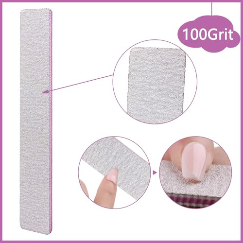24 Pack Nail Files 100180 Grit Double Sides Professional Reusable Washable Nail File Emery Boards Manicure Tool for Acry