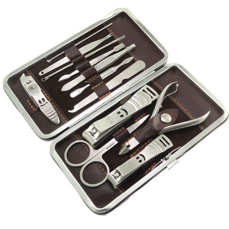 12 Pcs Personal Nail Care Pedicure and Manicure Set Grooming KitPortable Stainless Steel Nail Clippers Trimmers Tools Na