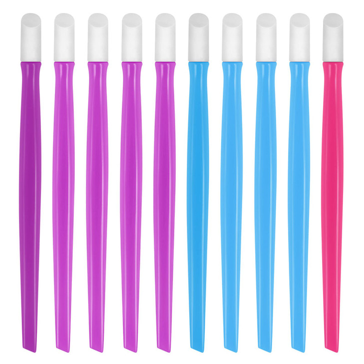 10pcs Rubber Nail Cuticle Pusher Tipped Plastic Handle Nail Art Tool Nail Acrylic Cuticle Pusher Cleaner Random Color