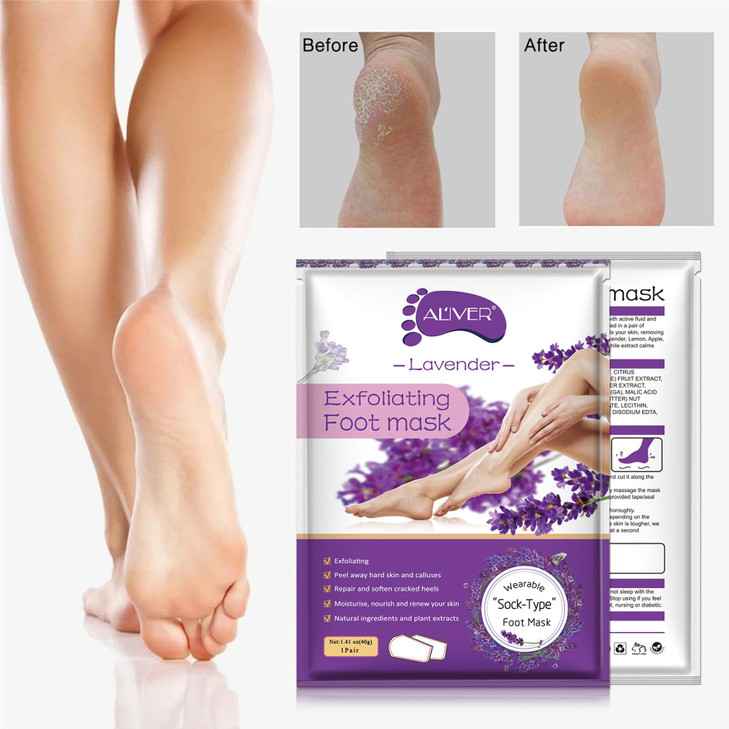ALIVER Foot Peel Mask 3 Pack Exfoliator Peel Off Calluses Dead Skin Callus Remover Baby Soft Smooth Touch FeetMen Women