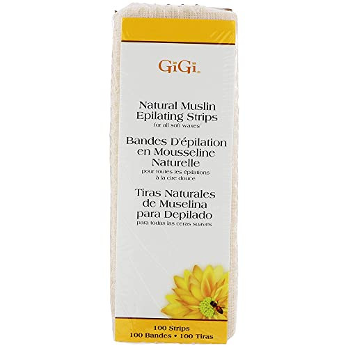 GiGi Waxing Strips for Hair WaxingHair Removal Small Natural Muslin 100 Epilating Strips