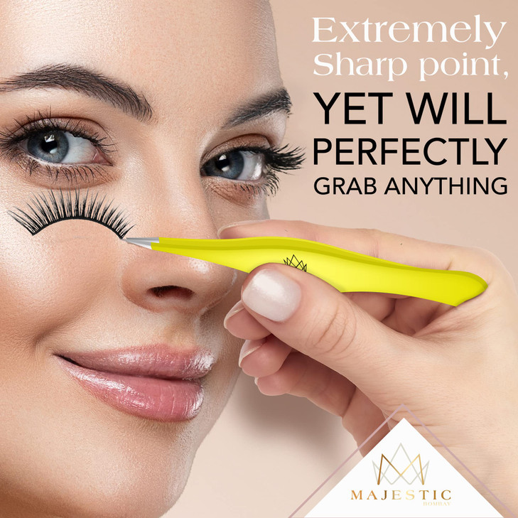 Majestic Bombay Fine Point Tweezers for Women and Men Splinter Ticks Facial Brow and Ingrown Hair RemovalSharp Needle No