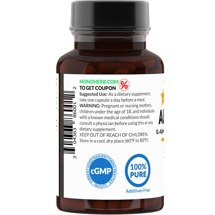 MONOHERB Alpha-GPC 500 mg - 90 Vegan Capsules, Nootropic for Brain Support, Focus, Memory, Motivation, and Energy online at globaldelivered