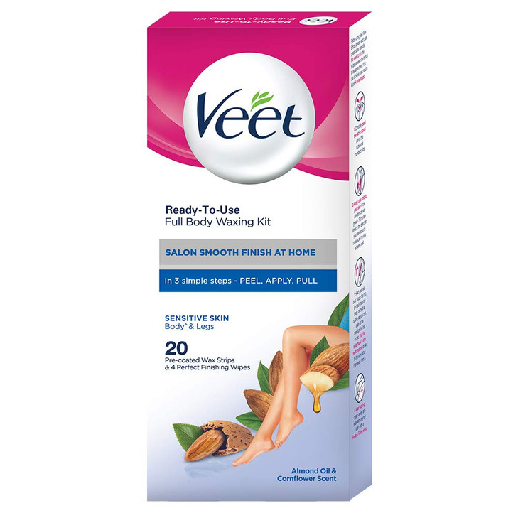 Veet Full Body Waxing Kit Sensitive Skin Pack of 20 Wax Strips