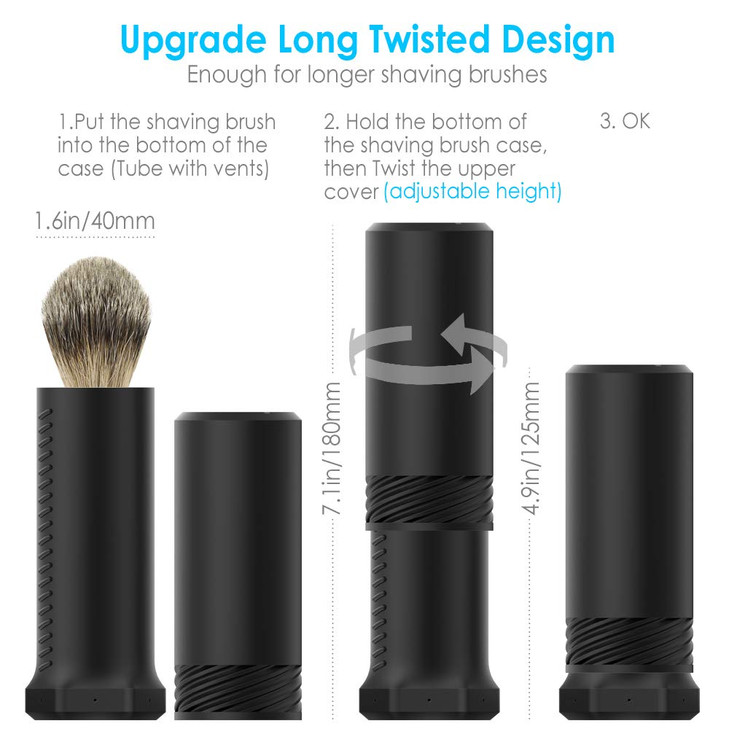 Enerfort Shaving Brush Travel Case Shave Brush Holder Stand with Adjustable Height Compatible Most of Shaving Brushes Br