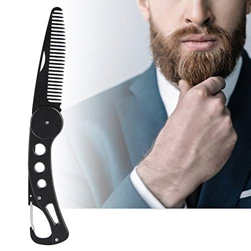 Delaman Mens Stainless Steel Folding Multifunctional Pocket Comb for Beard and Mustache Styling