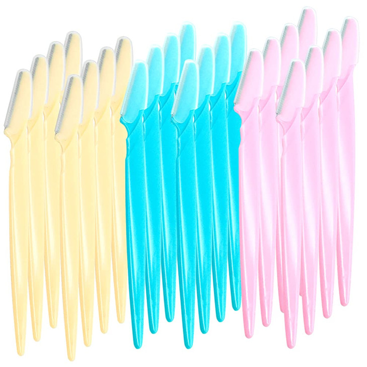 24 Pieces Eyebrow Razor Shaper Trimmer Shaver Women Men Facial Razor with Precision Cover by ACKLLRGreen Pink Yellow