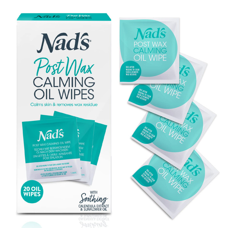 Nads Post Wax Calming Oil Wipes Refill Pack 20 Wipes After Wax Remover
