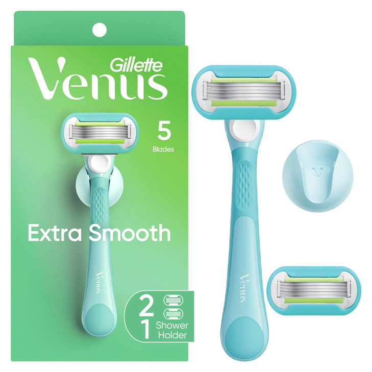 Gillette Venus Extra Smooth Razor for Women Includes 1 Reusable Razor Handle 2 Refills Ergonomic NoSlip Gel Handle and S
