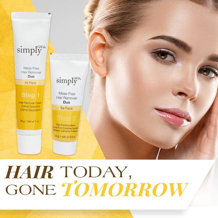 Gigi MessFree Facial Hair Removal Cream and Soothing Balm Duo for All Skin Types 2Pc