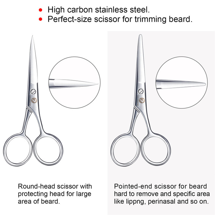 TecUnite 4 Pieces Mustache Scissors Grooming Kit for Men Beard Trimmer Set 2 Small Combs and 2 Scissors Beard Trimming K
