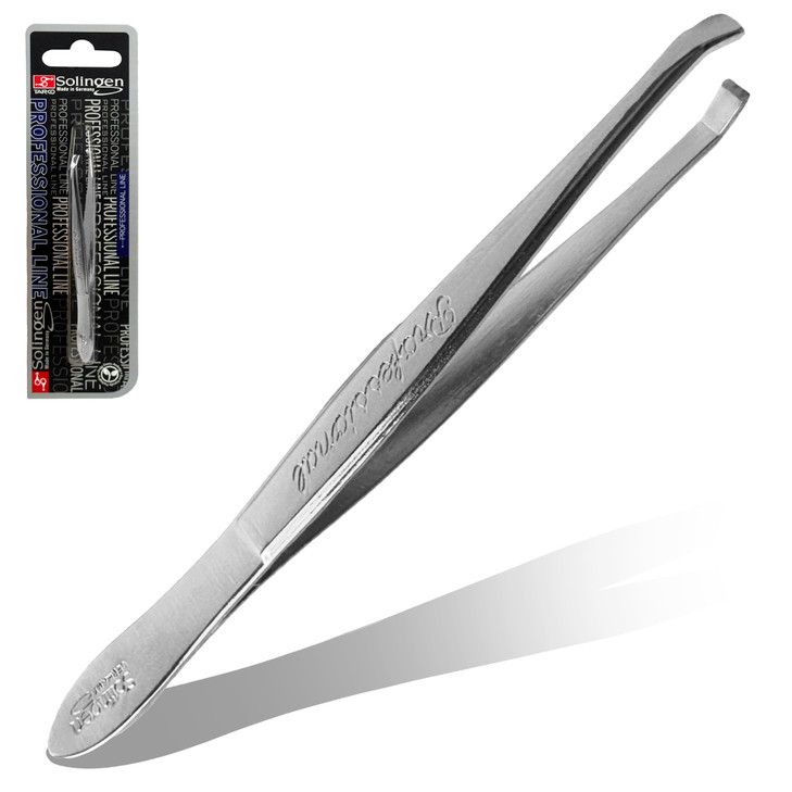 Solingen Stainless Steel Professional Slanted Tweezers Best for Eyebrows Extensions Facial Hair Made in Germany