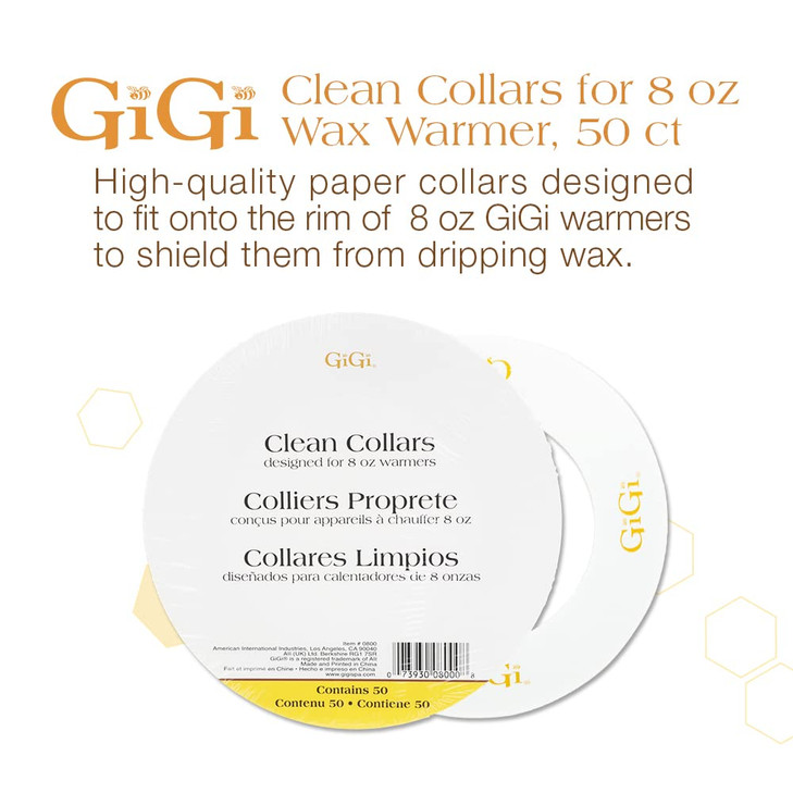 GiGi Clean Collars for 8 oz Wax Warmers Disposable Protective Waxing Collars for MessFree Hair Removal 50 ct 1 Pack