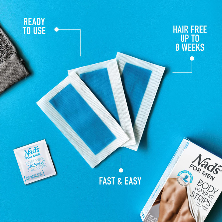Nads For Men Body Wax Strips Wax Hair Removal For Men At Home Waxing Kit With Waxing Strips 2 Calming Oil Wipes 20 Count