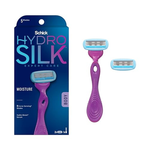 Schick Hydro Silk Moisture Womens Razor 5Blade Razor for Women 1 Handle 2 Refills