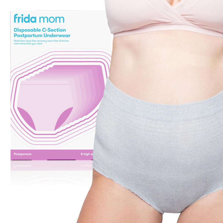 Frida Mom Postpartum Underwear, Disposable C-Section Panties, High-Waist, Seamless, Stretch Support for C-Section Recovery, Size Regular (28"-42"), P