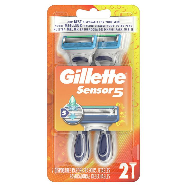 Gillette Sensor5 Mens Disposable Razors 2 Count
