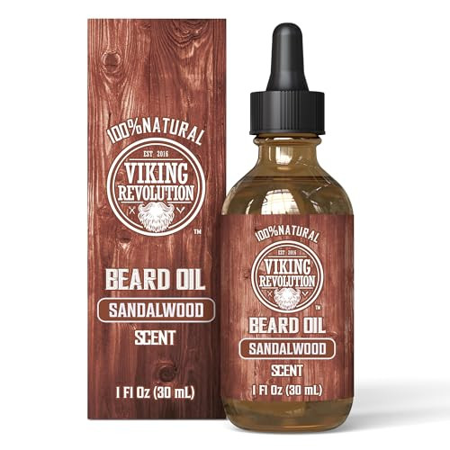 Viking Revolution Beard Oil for Men Natural Mens Beard Oil with Argan Oil and Jojoba Oil Beard Softener Strengthens and