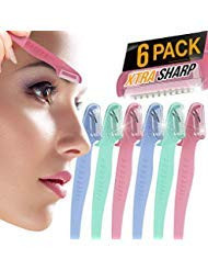 Nylea 6 Pack Eyebrow Razor for Women Men Face Precision Japanese Blades Shaper Trimmer with Cover Short Head Gel Handle