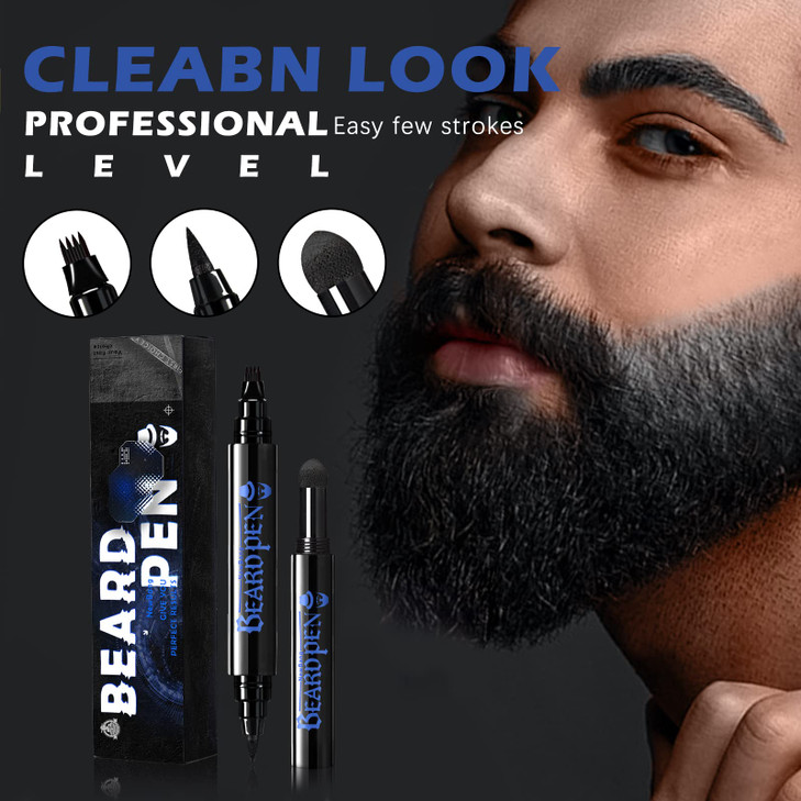 NewBang Beard Pencil Kit Waterproof and LongLasting 4 Tip Pen for Natural Looking Beard Moustache Eyebrows Black 2PCS