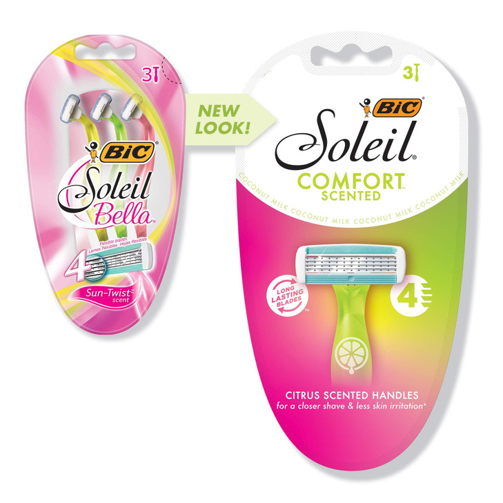 BIC Soleil Comfort Scented Disposable Razors for Women Sensitive Skin Razor with Aloe Vera and VItamin E Lubricating Str