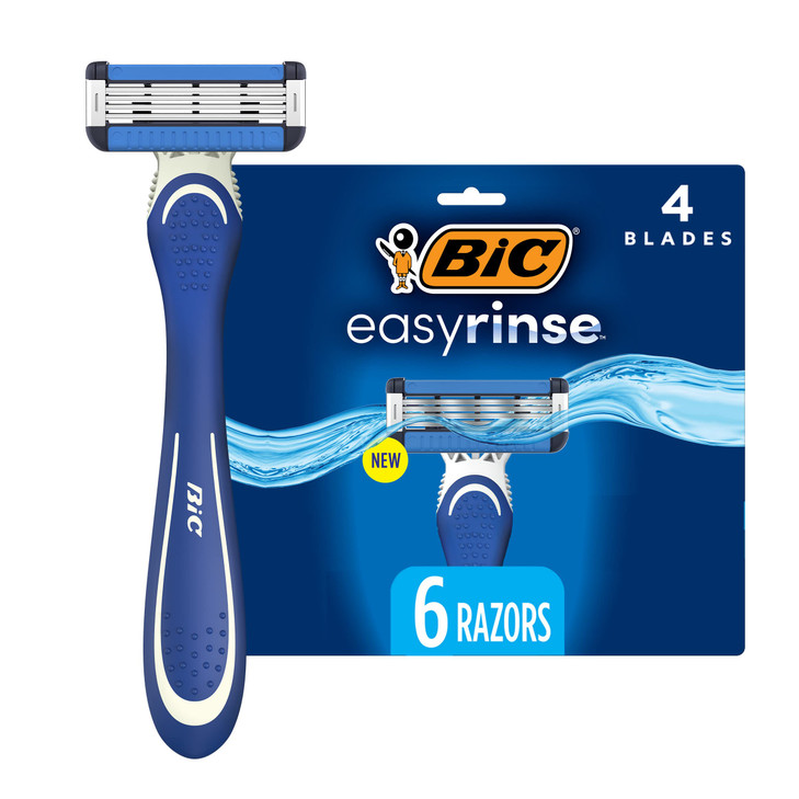BIC EasyRinse AntiClogging Mens Disposable Razors for a Smooth Summer Shave With Less Irritation Shaving Razors With 4 B