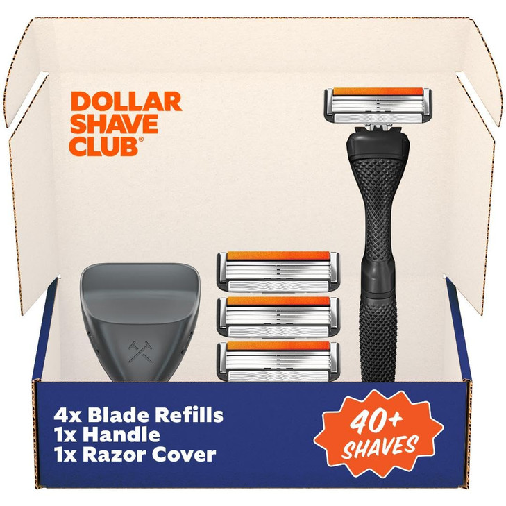 Dollar Shave Club Travel Shave Set 4 Swift Rinse Refill Cartridges 1 Handle Black 1 Razor Cover