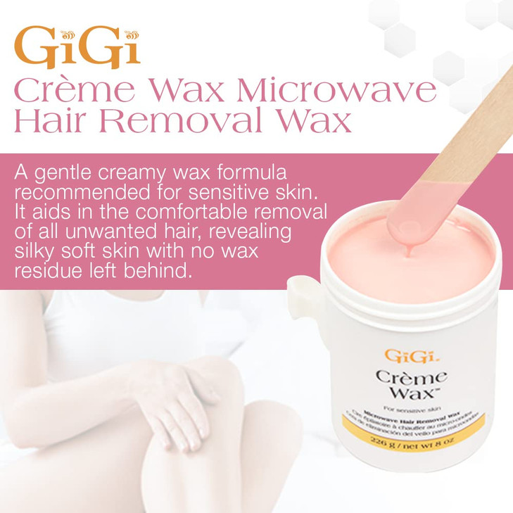 Gigi Crme Wax Microwave Hair Removal Wax for Face Body Gentle Soft Wax Formula for Fine To Coarse Hair AtHome Waxing 8 O