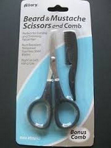 Allary Allary Mens Beard Mustache Scissors and Mini Comb Trimming Kit Pack of 3