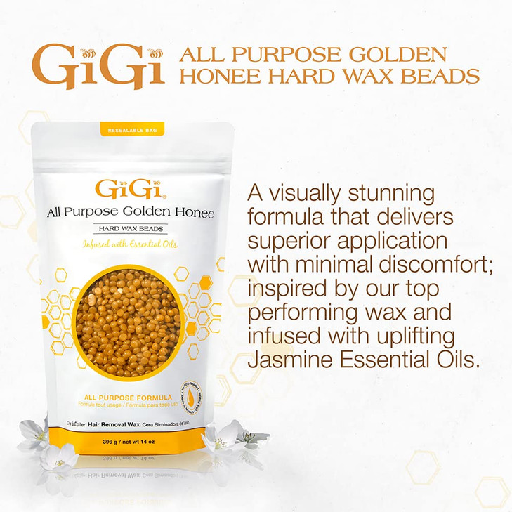 Gigi Hard Wax Beads for Hair Removal Golden Honee All Purpose Hair Removal Wax No Strip Needed 14 Oz