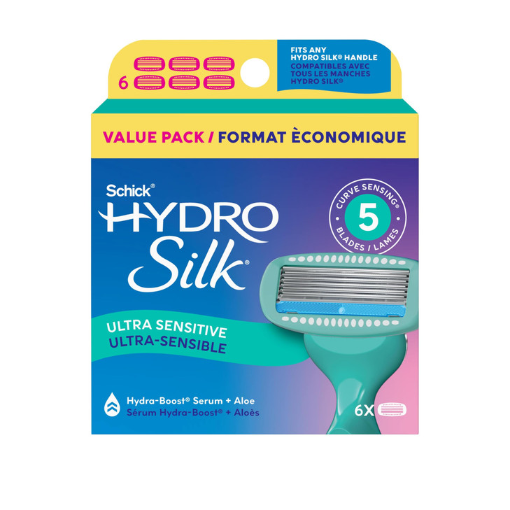 Schick Hydro Silk Sensitive Razor Blade Refills 6 Count 5Blade Sensitive Skin Razors for Women Womens Razor Refills for