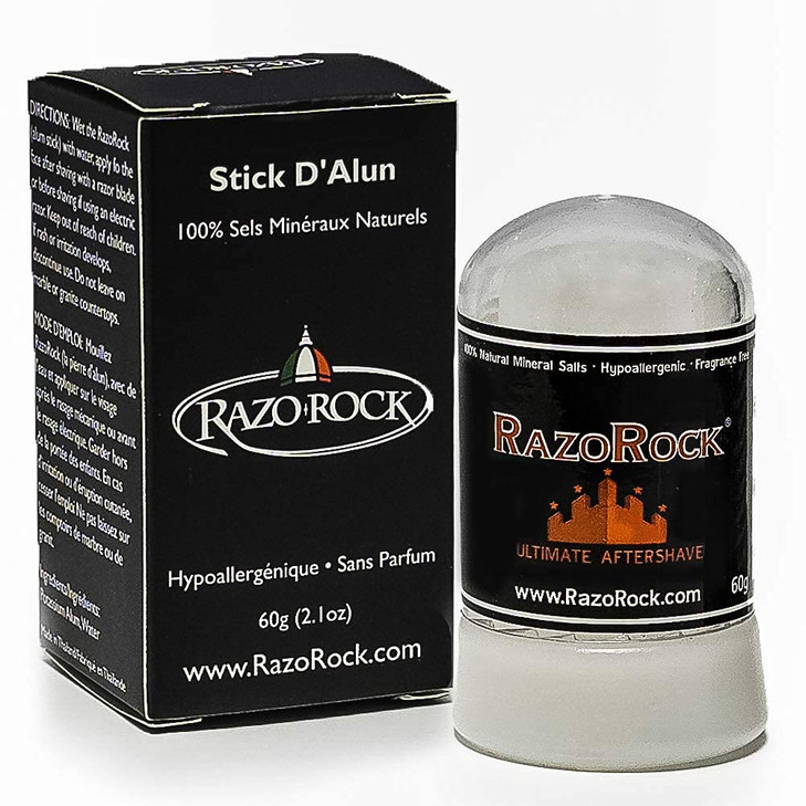 RazoRock Alum Stick 60 g After Shave Stick Natural Healing and Toning for Razor Cuts