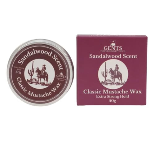 GBS Gents Sandalwood Scented Mustache Wax Strong Hold Natural Finish Tame Shape and Style Your Mustache with a Rich Wood