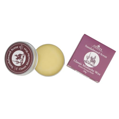 GBS Gents Sandalwood Scented Mustache Wax Strong Hold Natural Finish Tame Shape and Style Your Mustache with a Rich Wood