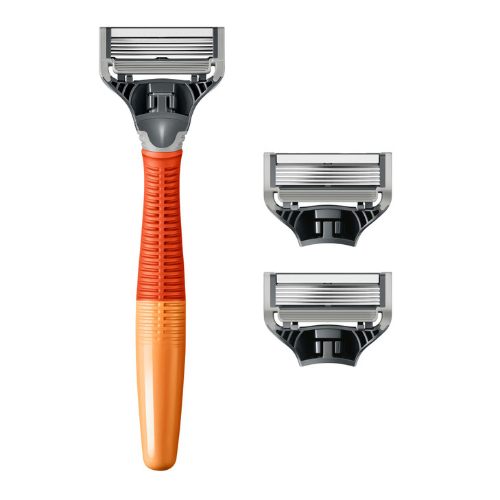 Harrys Original Shaving Kit for Men Razor Handle and 3 Razor Blade Refill Cartridges German Engineered Ember