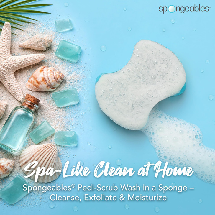 Spongables Pedi Scrub Foot Exfoliating 20+ Wash Sponge, Ocean Breeze, 3 Count online at globaldelivered