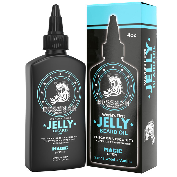 Bossman Jelly Beard Oil for Men 4 oz Magic Scent Softens Moisturizes Conditions with Natural Ingredients