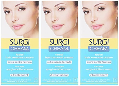 Surgicream Hair Remover Extra Gentle Formula For Face 1 Oz Pack of 3