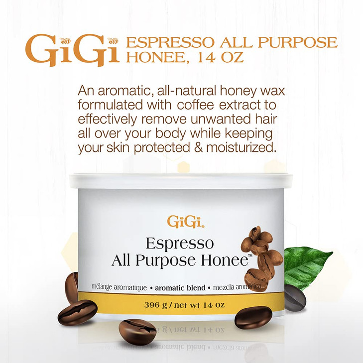 GiGi Espresso All Purpose Honee Soft Wax for Hair Removal with Antioxidant for Face Body Removes Coarse and Fine Hair 14