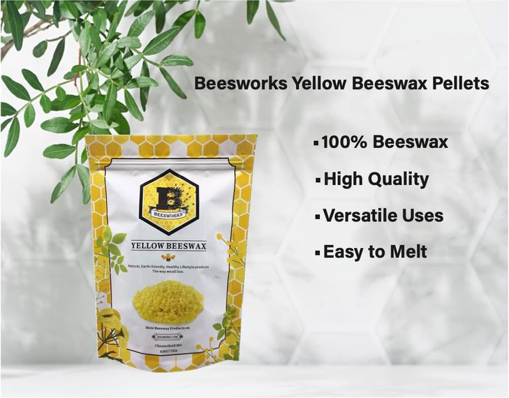 Beesworks Yellow Beeswax Pellets 1 lb 100 Pure Cosmetic Grade TripleFiltered Beeswax for DIY Skin care Lip Balm Lotion a