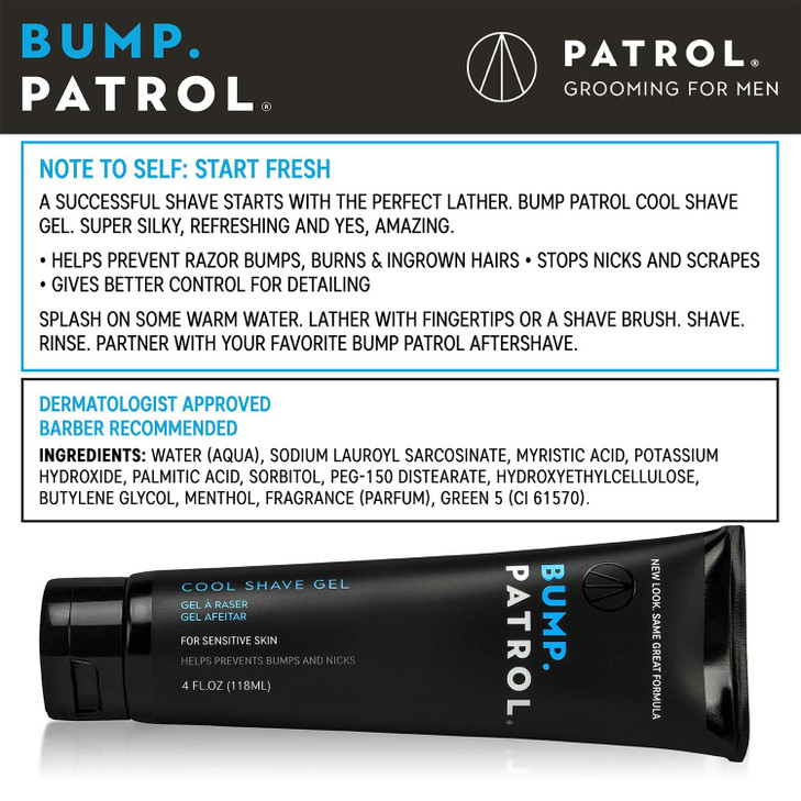 Bump Patrol Cool Shave Gel Sensitive Clear Shaving Gel With Menthol Prevents Razor Burn Bumps Ingrown Hair 4 Ounces 3 Pa
