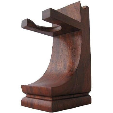 Mission Style Wood Shave Stand for Razor and Brush Walnut Finish for Standard Size Shave Brushes Knots 22mm or Less