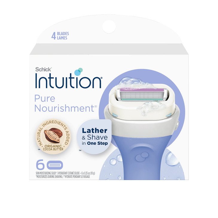 Schick Intuition Refill Pure Nourishment Razors for Women Intuition Razor Blades Refill with Organic Cocoa Butter 6 Coun