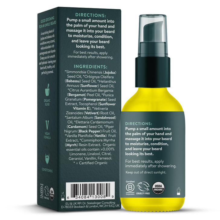 Badger Beard Oil Babassu Jojoba Certified Organic Premium Beard Conditioner Beard Oil for Dry Skin Beard Oil for Long Be
