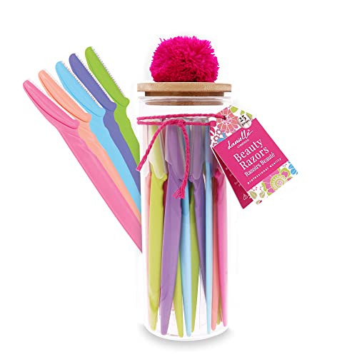 25pc Danielle Creations Beauty Razors in Reusable Glass Jar MultiColor Facial Razors