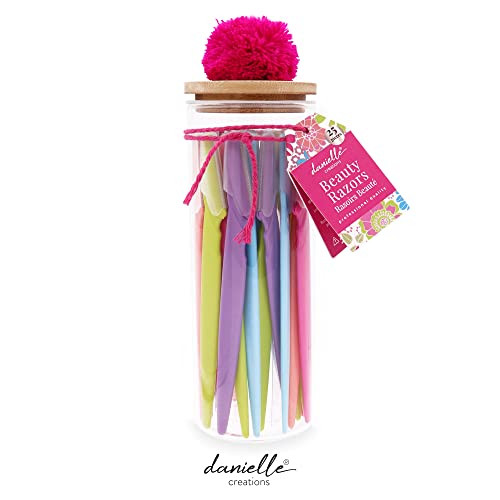 25pc Danielle Creations Beauty Razors in Reusable Glass Jar MultiColor Facial Razors